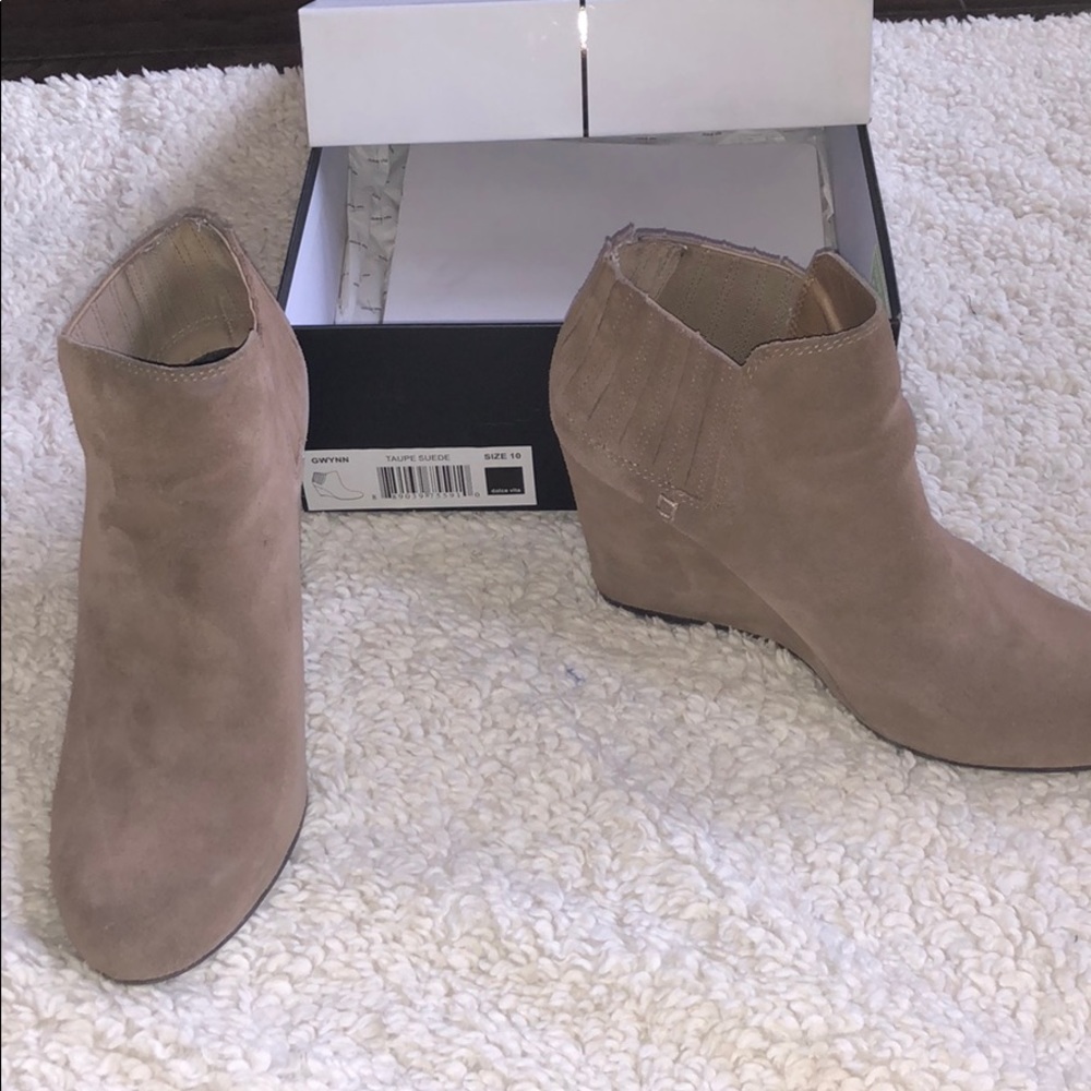 Dolce Vida Taupe Suede Gwynn Booties